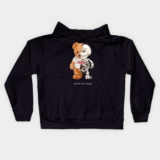 skeleton teddy bear Kids Hoodie